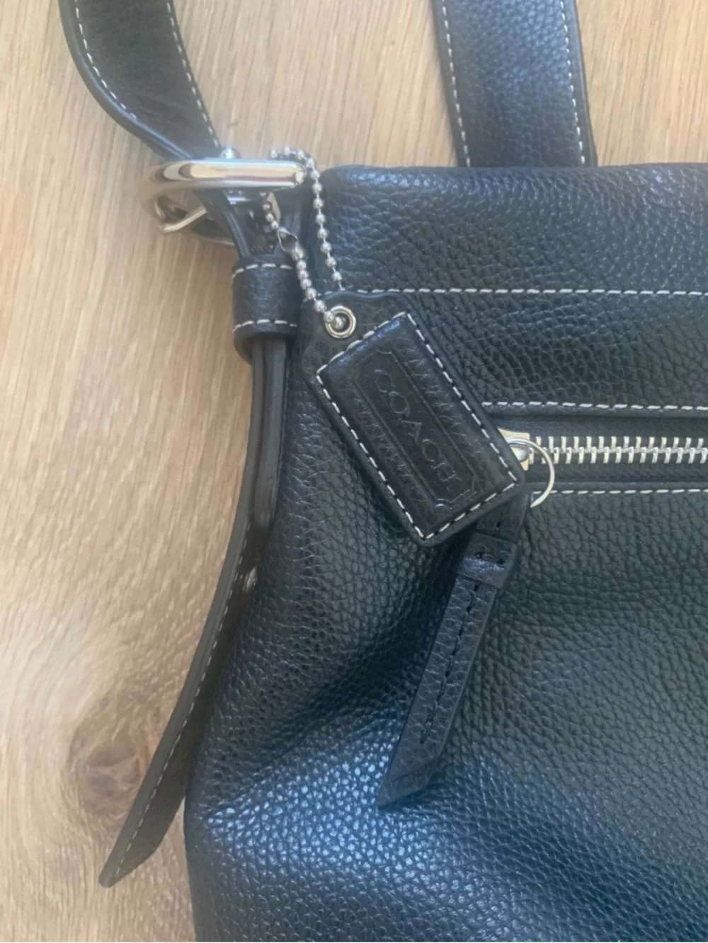 Coach F15064 Black Pebbled Leather Convertible Duffle Hobo Shoulder Crossbody